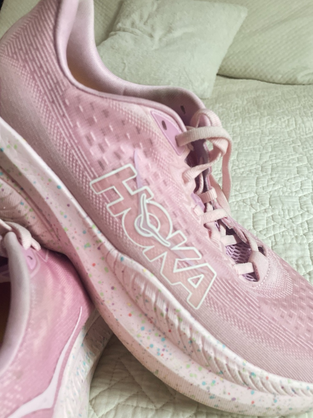 Hoka Women's Light Pink Running Sneakers with Speckled Midsole - Picture 3 of 3